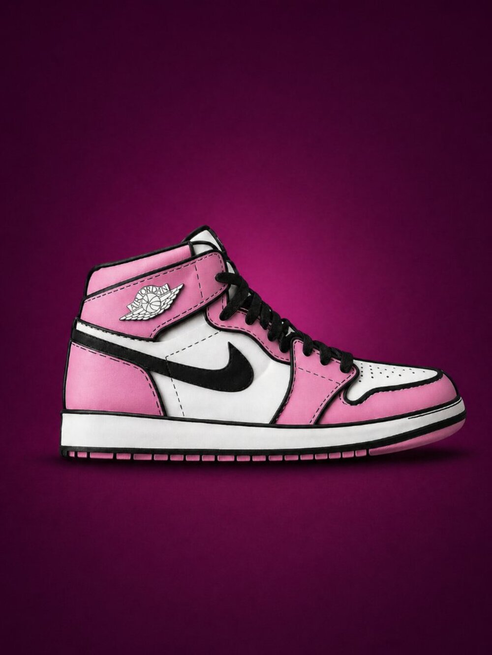 Sneaker with Logo Pink Wooden Wall Decor